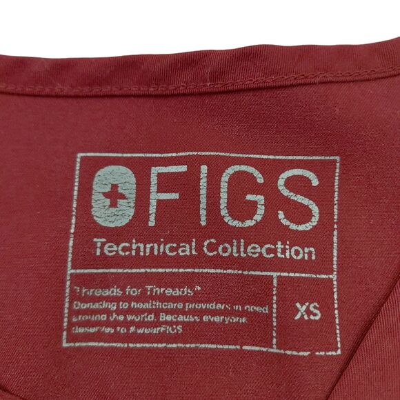 Figs Leon Three-Pocket Scrub Top Mens XS Burgundy Short Sleeve V-Neck FM1500 - Picture 8 of 10